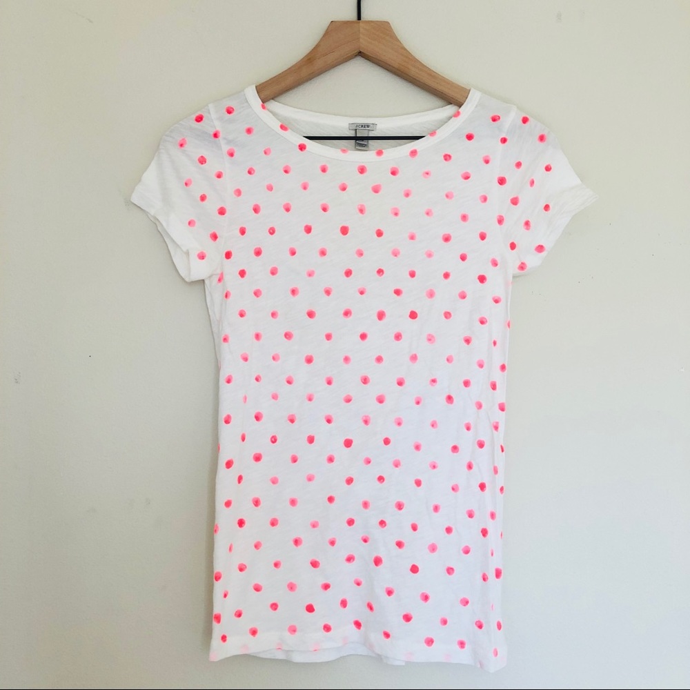 💋J crew fun polka dots pink tee shirt top